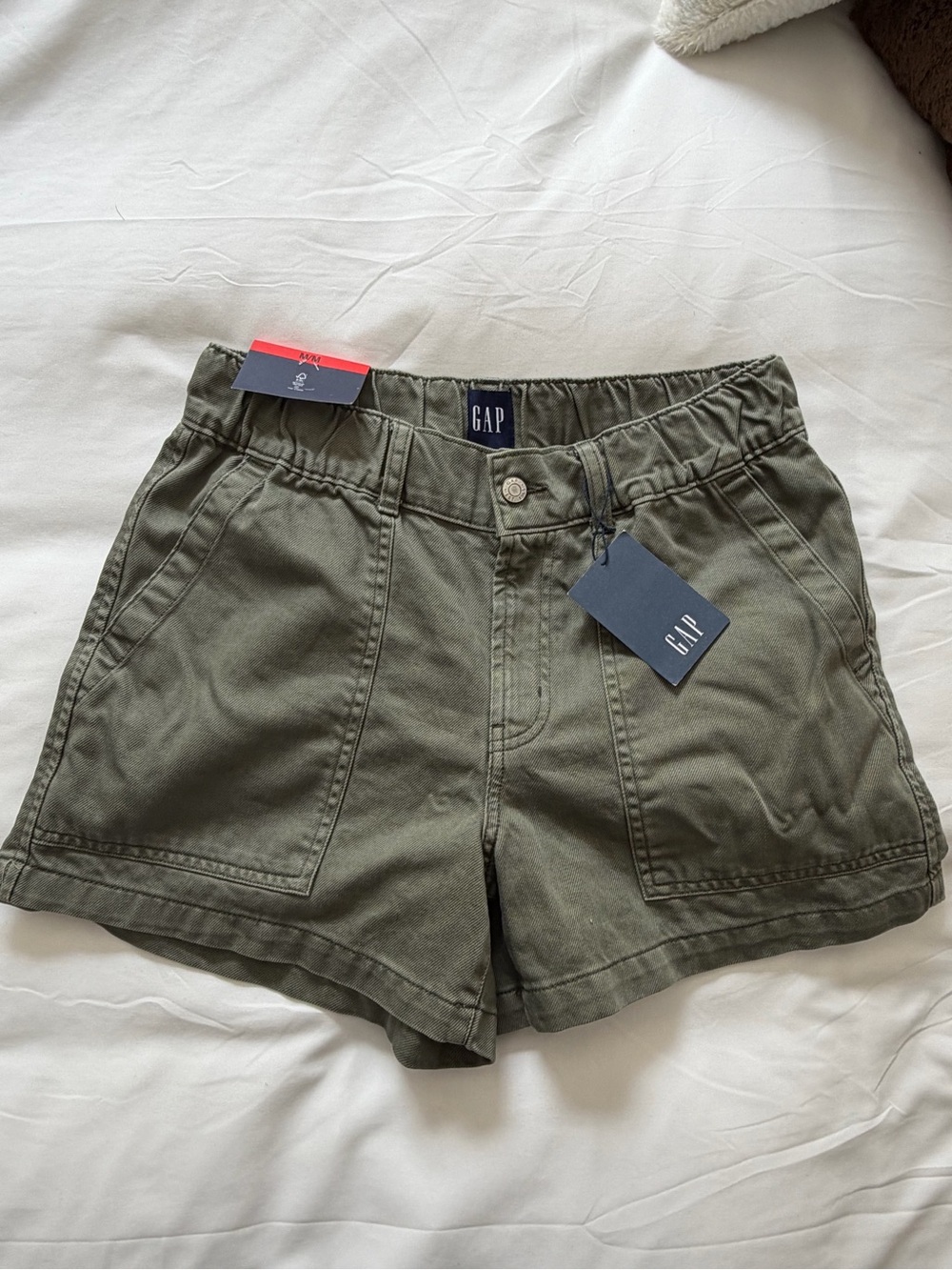GAP High-Waist Utility Shorts in Olive